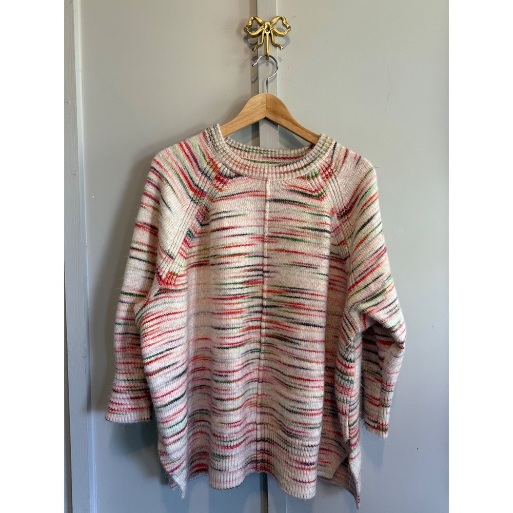 Lou & Grey for LOFT Space‎ Dye Multicolor Knit Sweater Crew Neck Split Hem FA20